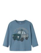 Nmmdusty Nreg Ls Top Box Tops T-shirts Long-sleeved T-shirts Blue Name...