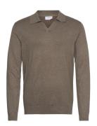 Ecovero L/S V-Neck Polo Tops Knitwear V-necks Beige Lindbergh