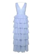 Tulle Frill Gown Maxikjole Festkjole Blue Bubbleroom