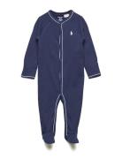 Cotton Footed Coverall Langermet Bodysuit Blue Ralph Lauren Baby