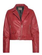 Helen Leather Biker Jacket Skinnjakke Skinnjakke Red Jofama