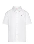 Stretch Oxford Shirt Ss Tops Shirts Short-sleeved Shirts White Tommy H...