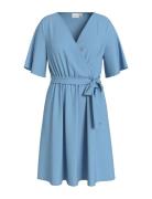 Vijosa 2/4 Wrap Dress Knelang Kjole Blue Vila