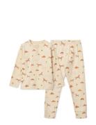 Wilhelm Printed Pyjamas Set Pyjamas Sett Beige Liewood