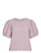 Visophia O-Neck 2/4 Top/Dc Tops Blouses Short-sleeved Pink Vila