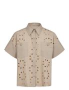 Mmtazhi Cotny Shirt Tops Shirts Short-sleeved Beige MOS MOSH