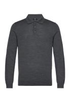 Trafford Tops Knitwear Long Sleeve Knitted Polos Grey Reiss