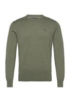 Cotton Silk Crew Tops Knitwear Round Necks Green Hackett London