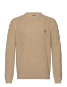 Ribbed Crew Neck Jumper Tops Knitwear Round Necks Beige Lyle & Scott