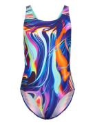 Girls Digital Allover Leaderback Badedrakt Badetøy Multi/patterned Spe...