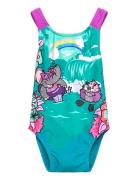 Girls Learn To Swim Printed Crossback Sport Swimsuits Blue Speedo