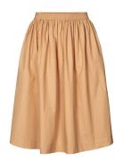Olga Skirt - Poplin Knelangt Skjørt Beige STUDIO FEDER