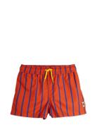 Vertical Stripe Aop Swim Shorts Badeshorts Red Mini Rodini