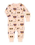 Bamboo Two Way Zip Pyjamas Pyjamas Sie Jumpsuit Pink Geggamoja