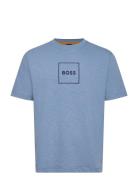 Te_Linenlogo Tops T-shirts Short-sleeved Blue BOSS