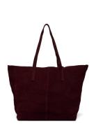 Suede Shopper Bag Shopper Veske Burgundy Mango