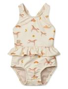 Amina Baby Printed Swimsuit Badedrakt Badetøy Beige Liewood