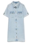 Vmjennie Ss Short Denim Dress Ga Noos Knelang Kjole Blue Vero Moda