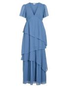 Vidobby S/S Ankel Layer Dress/Dc/Ka Maxikjole Festkjole Blue Vila