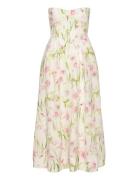 Lola Corset Midi Dress Knelang Kjole White Bardot