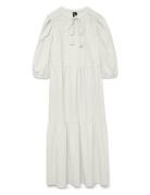 Vmpretty 3/4 Long Dress Wvn Ga Knelang Kjole White Vero Moda