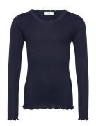 Rkbalta Modal Ls Lace T-Shirt Tops T-shirts Long-sleeved T-shirts Navy...