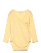 Pointelle Heart Crossover Body Ls Bodies Wrap Bodies Yellow Copenhagen...