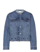 Collarless Denim Jacket Dongerijakke Denimjakke Blue Gina Tricot