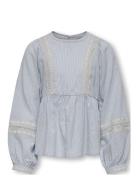 Kogmonica Ane L/S Emb Top Wvn Tops Blouses & Tunics Blue Kids Only