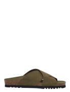 Sl Vivian Suede Khaki Flate Sandaler Khaki Green Scholl