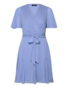 Crinkle Georgette Surplice Dress Knelang Kjole Blue Lauren Ralph Laure...