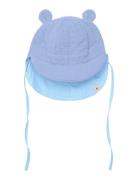 Summer Hat Ears Muslin Solhatt Blue Huttelihut