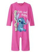 Nmfmosa Stitch Uv 3/4 Suit Wdi Badetøy Pink Name It