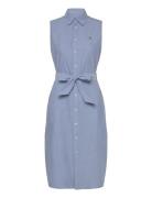 Belted Oxford Sleeveless Shirtdress Dresses Shirt Dresses Blue Polo Ra...