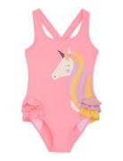 Swimsuit W. Application Badedrakt Badetøy Pink Color Kids