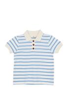 Pique Stripe Poloshirt W. Ss Tops T-shirts Polo Shirts Short-sleeved P...