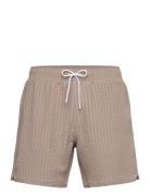 Pull-On Wide Seersucker Swim Trunk Badeshorts Beige Abercrombie & Fitc...