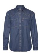 Teodora Western Shirt Dark Indigo - Worn In Tops Shirts Long-sleeved B...