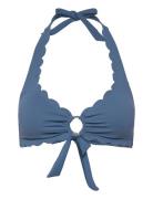 Scallop Halter Bikini Top Bikinitopp Blue Hunkemöller