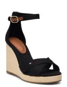 Flag High Wedge Espad Crisscross Sandal Med Hæl Espadrilles Black Tomm...