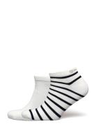 Stripe And Solid Ankle Socks 2-P Lingerie Socks Footies-ankle Socks Wh...