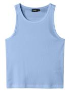 Nlfhinaja Crop Solid Tank Top Tops T-shirts Sleeveless Blue LMTD