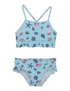 Bikini W. Frills, Aop Bikini Blue Color Kids