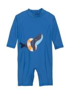 Baby Suit L/S W. Application Badedrakt Badetøy Blue Color Kids