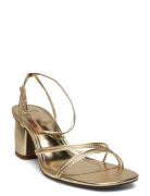 Heeled Sandal With Crossed Straps Sandal Med Hæl Gold Mango