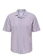 Onscaiden Life Ss Solid Resort Linennoos Tops Shirts Short-sleeved Pur...