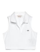 Slim Pique Top Tops T-shirts Sleeveless White GANT