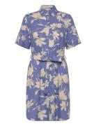 Reg Linen Floral Print Shirt Dress Kort Kjole Blue GANT