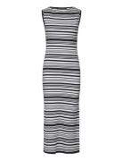 Sasia Rib Stripe Slvss Dress Knelang Kjole Black French Connection