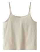 Nlfnove Strap Crop Top Tops T-shirts Sleeveless Beige LMTD